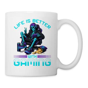 Skeleton Gamer Gaming Halloween - Tasse - Weiß - Rechts