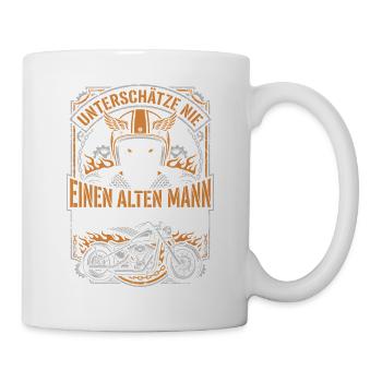 Unterschätze nie einen alten Mann mit Motorrad - Tasse - Weiß - Rechts