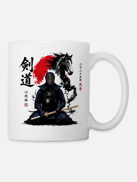 Pferde-Kendo Karate Judo Akido Martial Arts Kendo - Tasse - Weiß