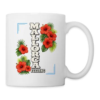 Mallorca Feeling mit Hibiskus & Tropenblättern - Tasse - Weiß - Rechts