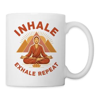 Einatmen, ausatmen, wiederholen - Tasse - Weiß - Rechts