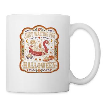 Just Waiting For Halloween Skelett Flamingo - Tasse - Weiß - Rechts