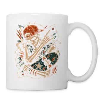 Skater Skelett Rocker Skateboard Vintage Halloween - Tasse - Weiß - Rechts