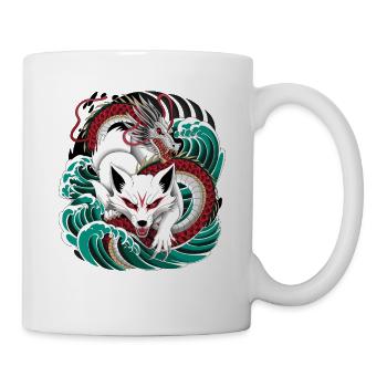  Japanischer Kitsune Fuchs Und Drache In - Tasse - Weiß - Rechts