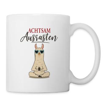Achtsam Ausrasten – Lustiges Lama - Tasse - Weiß - Rechts
