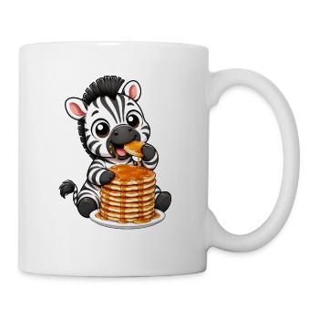 Zebra mit Pancakes Lustiger Cartoon - Tasse - Weiß - Rechts