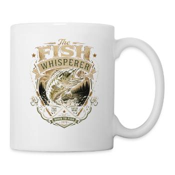 Fish Whisperer Angler-Emblem - Tasse - Weiß - Rechts