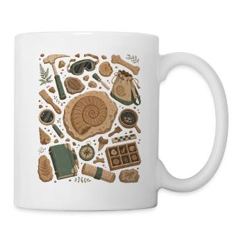 Chasse aux fossiles | Paléontologie et ammonites - Mug blanc - blanc - Droite