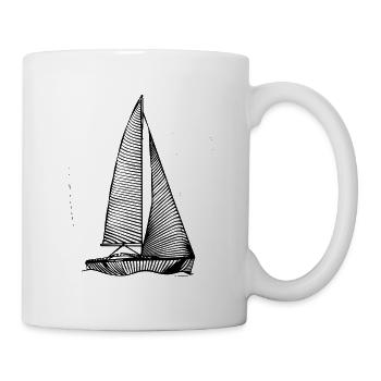 Segelboot Skizze - Tasse - Weiß - Rechts