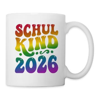 Schulkind 2026 | Regenbogen Stil | Einschulung - Tasse - Weiß - Rechts