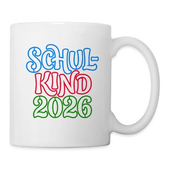 Schulkind 2026 | Neon Optik | Einschulung - Tasse - Weiß - Rechts