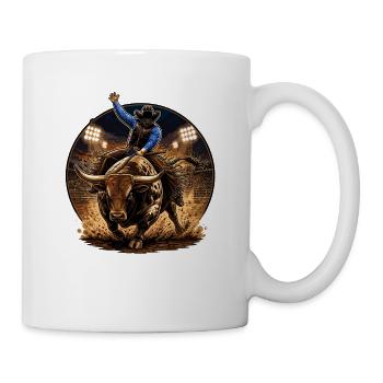 Cavalier de rodéo contre taureau - Mug blanc - blanc - Droite