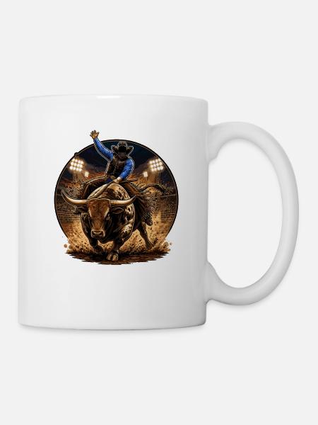 Rodeo-Rider gegen Stier - Tasse - Weiß