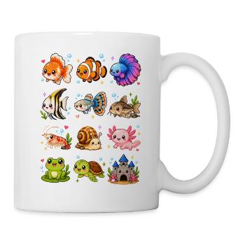 Aquarium de Kawaii | Animaux du monde sous-marin - Mug blanc - blanc - Droite