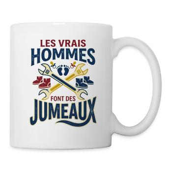 Vrais Hommes Font Des Jumeaux Papa Mécanicien - Mug blanc - blanc - Droite