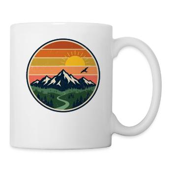 Coucher de soleil sur les montagnes et coucher de soleil rétro des Alpes - Mug blanc - blanc - Droite