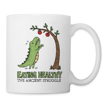 Gesunde Ernährung – Der uralte Kampf - Tasse - Weiß - Rechts