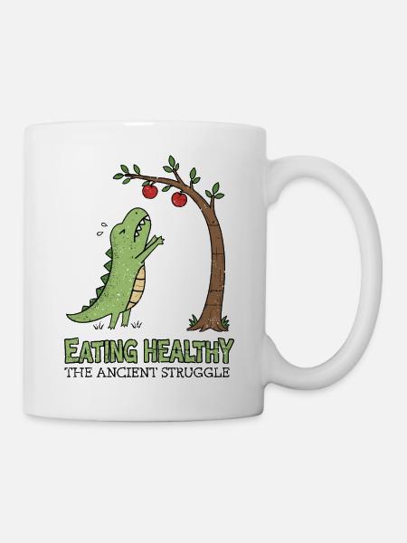 Gesunde Ernährung – Der uralte Kampf - Tasse - Weiß