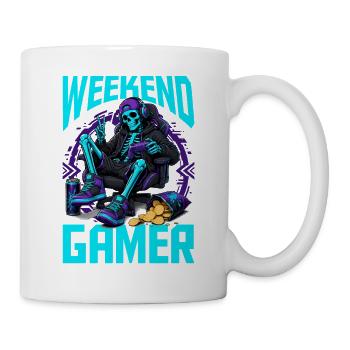 Skeleton Gamer Gaming Halloween - Tasse - Weiß - Rechts