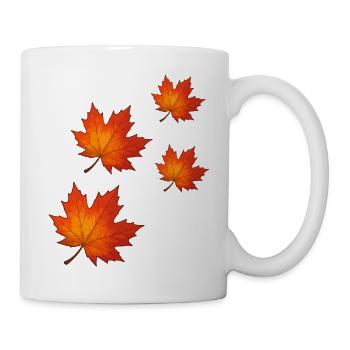 Feuer-Ahorn Herbstlaub Motiv - Tasse - Weiß - Rechts