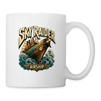 Steampunk-Piraten-Luftschiff, Sky Raider Pulp-Abenteuer - Tasse - Weiß - Rechts