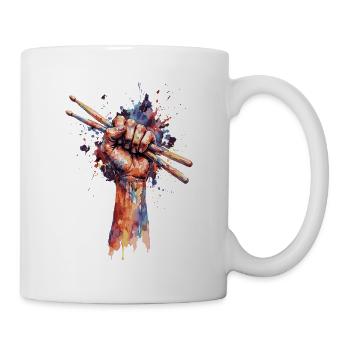 Schlagzeuger | Faust mit Drumsticks - Tasse - Weiß - Rechts