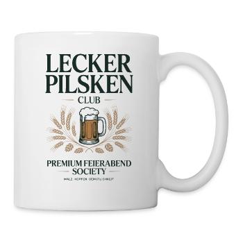 Bier Lecker Pilsken Club Ruhrpott Pils Bierchen - Tasse - Weiß - Rechts