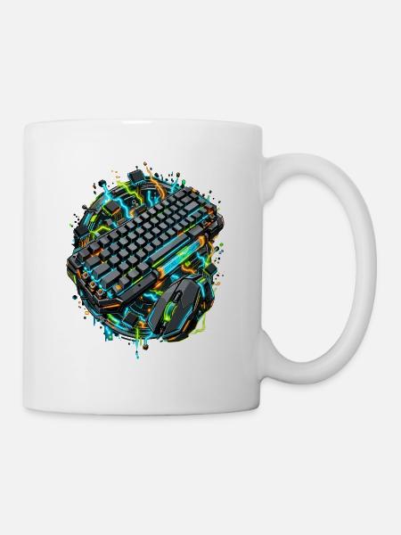 Cyber-Tastatur Neon-Setup - Tasse - Weiß