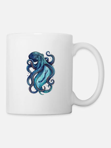 Oceanic Adventure: Octopus Dive Art - Tasse - Weiß