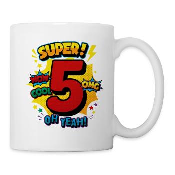 5th Birthday High Five Super Comic Number 5 Art - Tasse - Weiß - Rechts