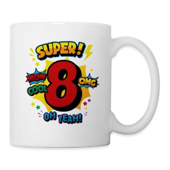 8th Birthday Super Comic Pop Number 8 Art - Tasse - Weiß - Rechts