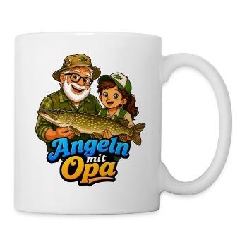 Angeln mit Opa - Tasse - Weiß - Rechts
