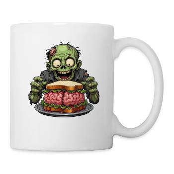 Zombie mit Gehirn Sandwich - Tasse - Weiß - Rechts