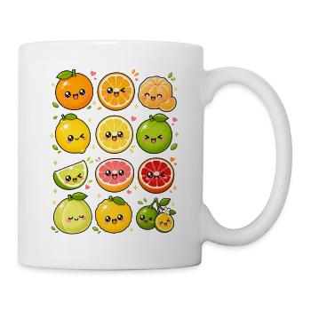 Kawaii Zitrusfrüchte | Orange & Zitrone - Tasse - Weiß - Rechts