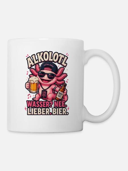  Backprint Bier Festival-Axolotl Bierliebhaber - Tasse - Weiß