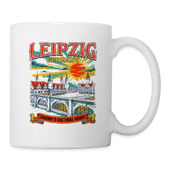 Retro Leipzig Germany Cultural Heart Cityscape - Tasse - Weiß - Rechts