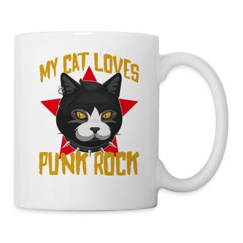 Punk Katze Punkrock My Cat Loves Punk Rock Motiv - Tasse - Weiß - Rechts