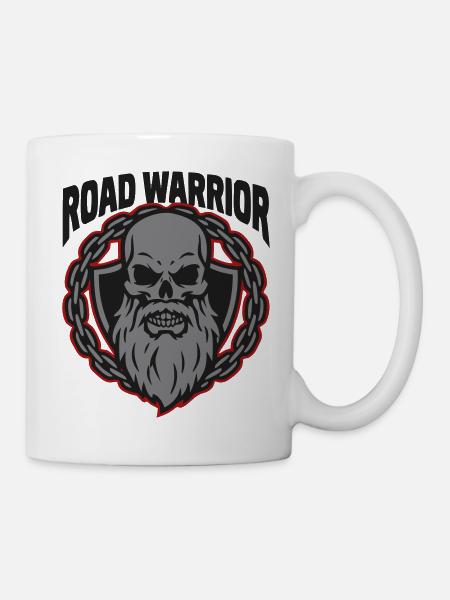 Totenkopf Biker Wappen Logo - Tasse - Weiß