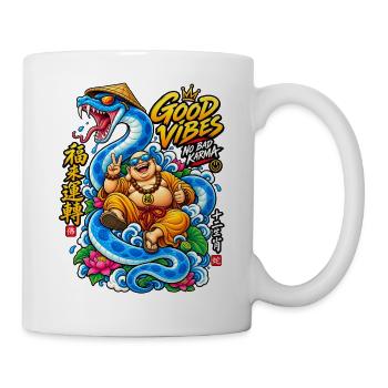 Gute Vibes Buddha Schlange - Tasse - Weiß - Rechts