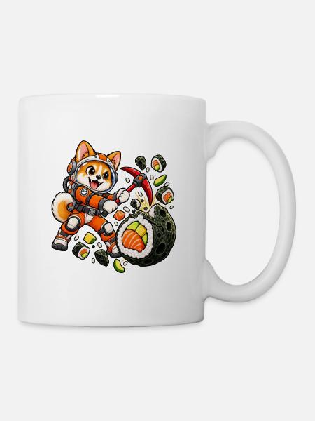 Shiba-Astronaut Sushi-Mond-Entdecker - Tasse - Weiß