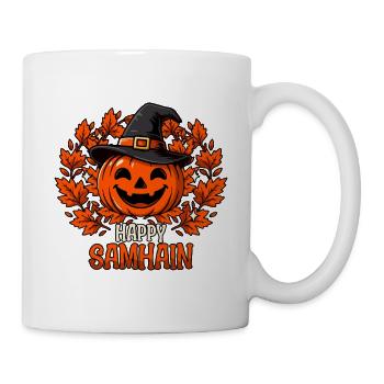 Frohes Samhain-Wicca-Wicca-Kürbis-Halloween - Tasse - Weiß - Rechts