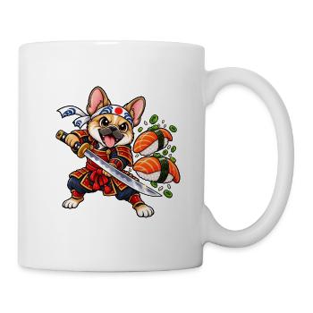Französischer Bulldogge-Sushi-Samurai - Tasse - Weiß - Rechts