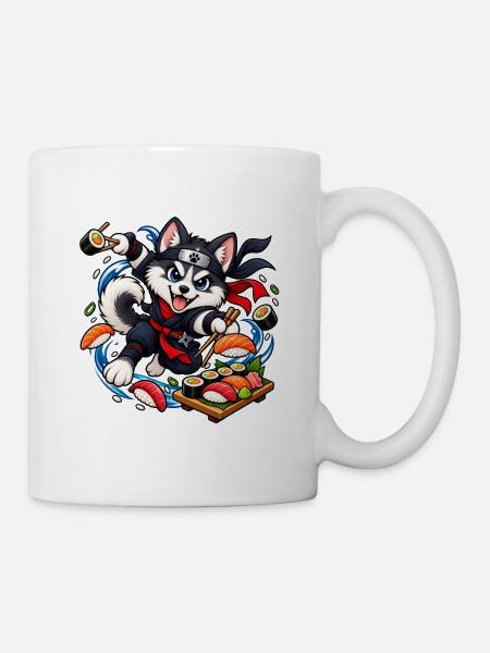 Husky Puppy Sushi Ninja - Tasse - Weiß