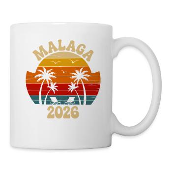 Malaga 2026 Palmen Retro - Tasse - Weiß - Rechts