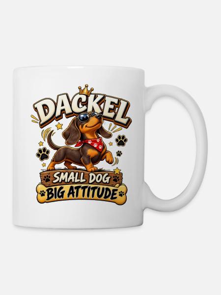 Dackel König – Kleine Pfote, Große Attitüde - Tasse - Weiß
