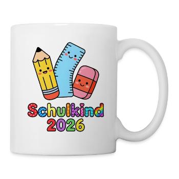 Schulkind 2026 – Bunte Schulzeit - Tasse - Weiß - Rechts
