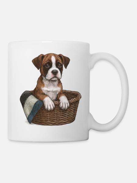 "Kleiner Boxer" - Welpe Boxer - Tasse - Weiß