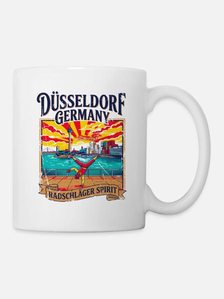 Retro Düsseldorf Germany City Skyline And - Tasse - Weiß