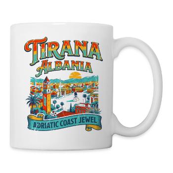 Vintage Tirana Albania Adriatic Coast Cityscape - Tasse - Weiß - Rechts