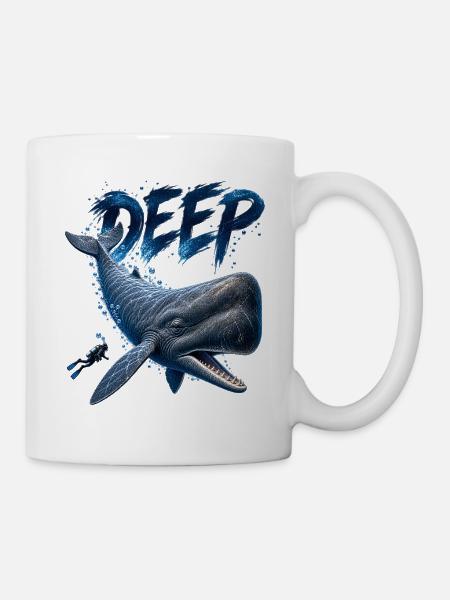 Pottwal mit Taucher - Tasse - Weiß